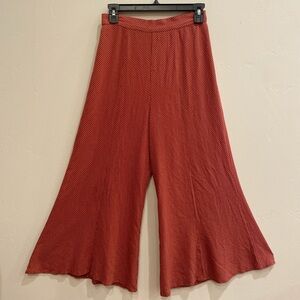 Women's Brown and White Polka Dot Free People  Wide-Leg  Trouser Pants Size 2